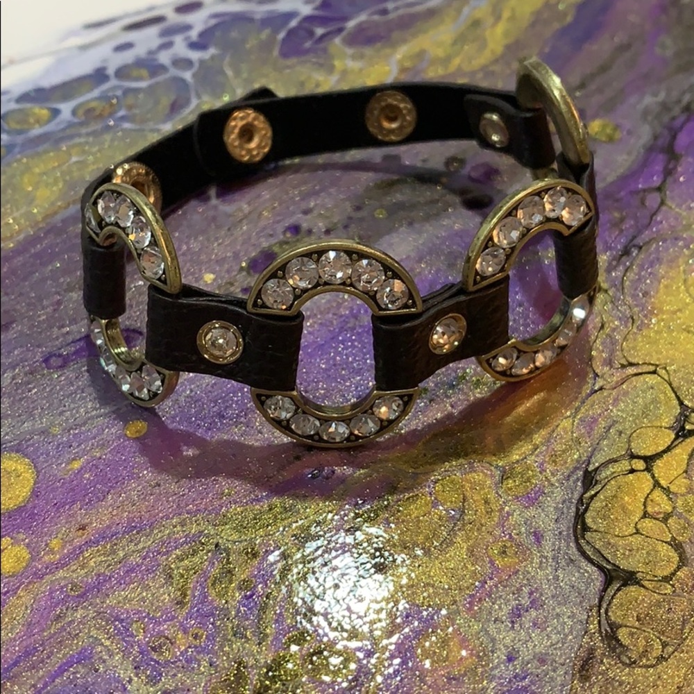 Leather and Rhinestone Bracelet